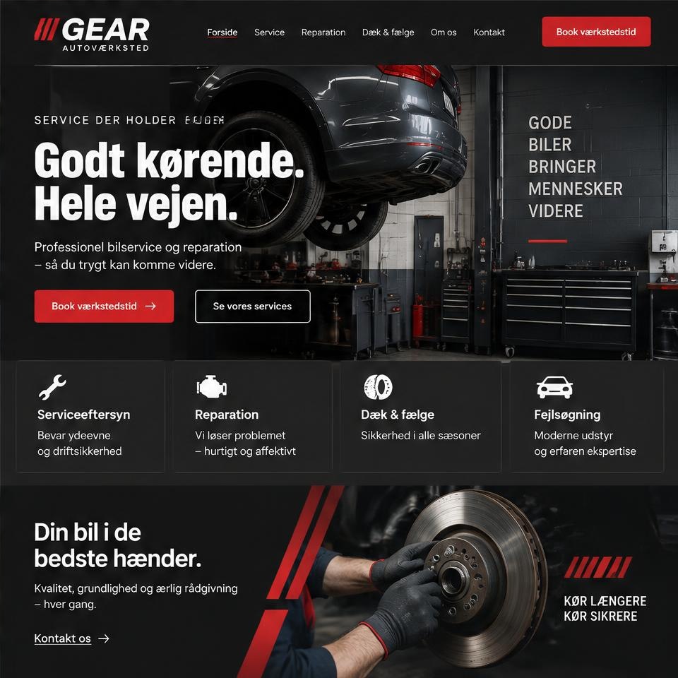 Hjemmesidedesign: Autoværksted – hjemmesidedesign