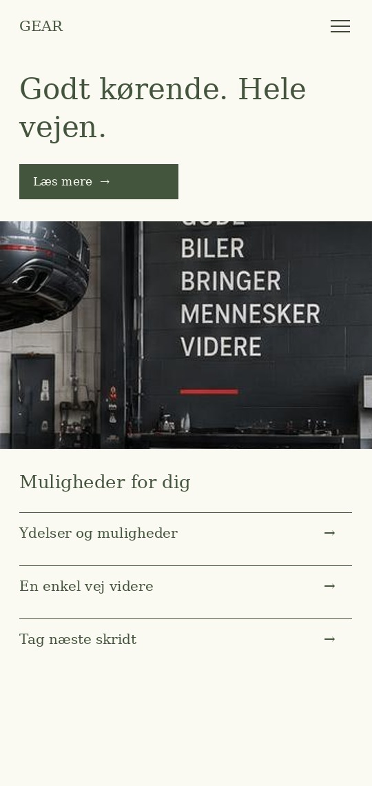 Mobilpræsentation af designkoncept til autoværksted