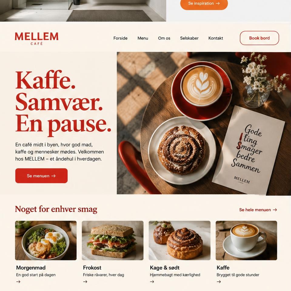 Hjemmesidedesign: Café – hjemmesidedesign