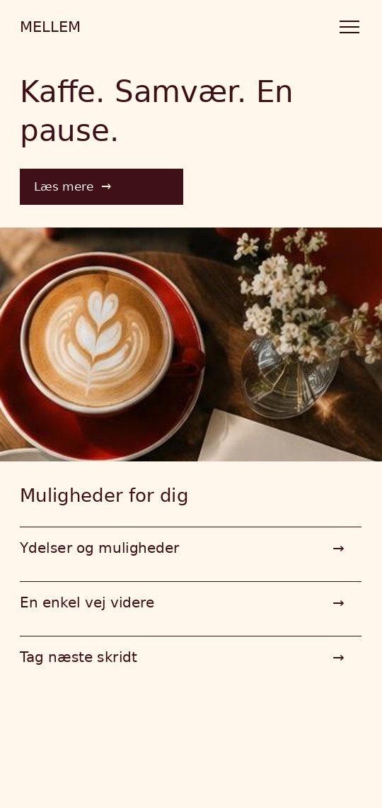 Mobilpræsentation af designkoncept til café