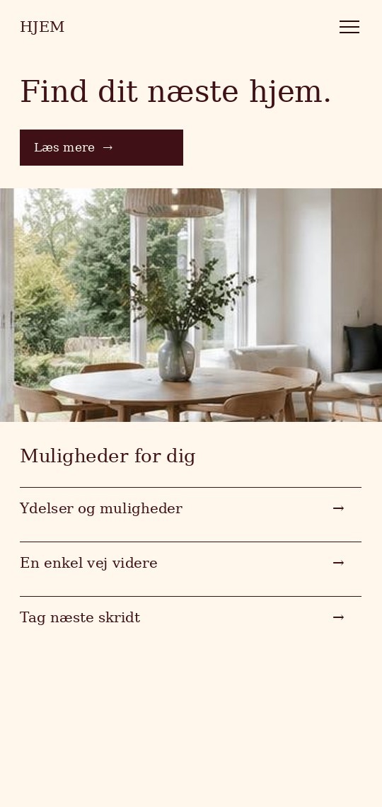 Mobilpræsentation af designkoncept til ejendomsmægler