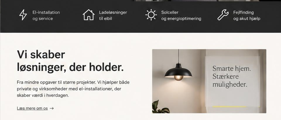 Ydelses- og indholdssektioner i elektriker-konceptet