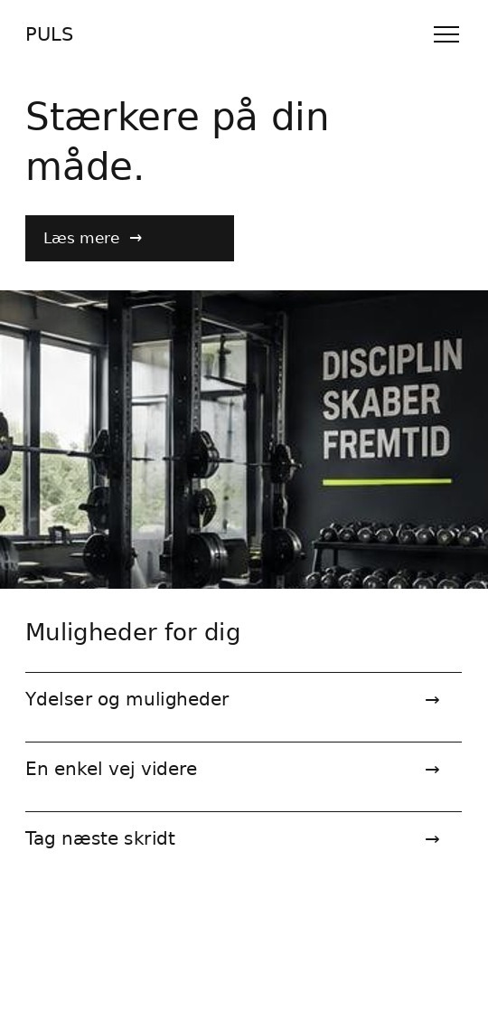 Mobilpræsentation af designkoncept til fitness og personlig træner