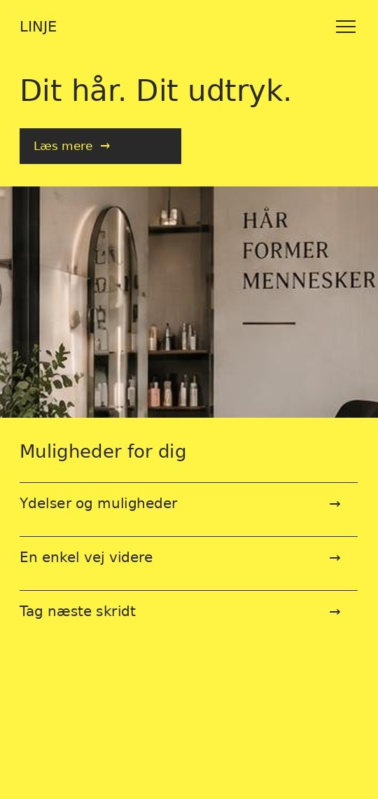 Mobilpræsentation af designkoncept til frisør