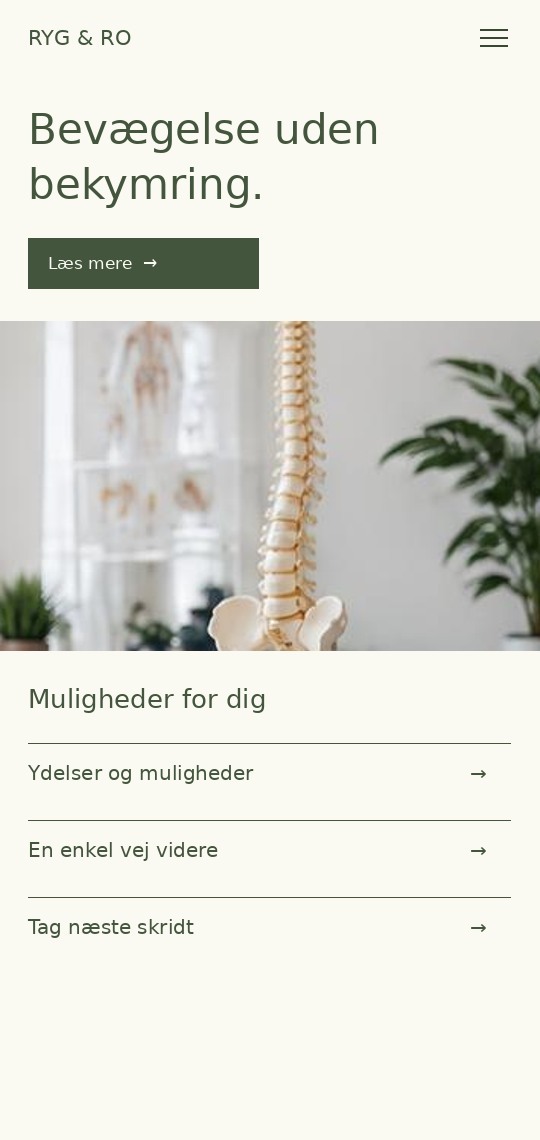 Mobilpræsentation af designkoncept til kiropraktor