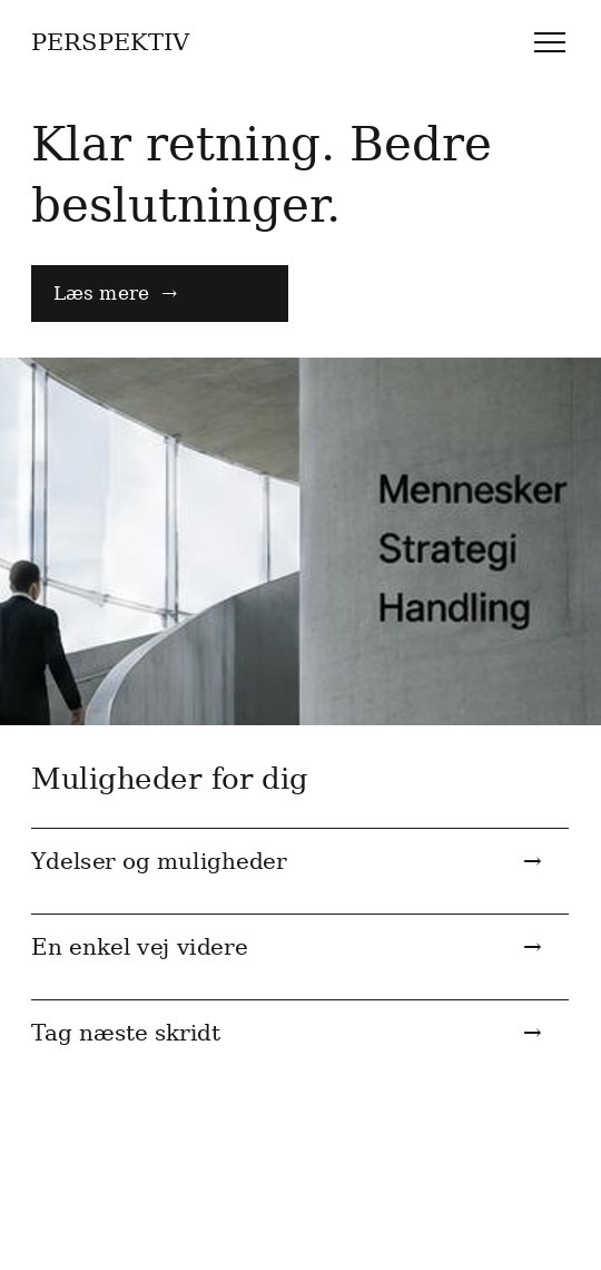 Mobilpræsentation af designkoncept til b2b konsulentvirksomhed