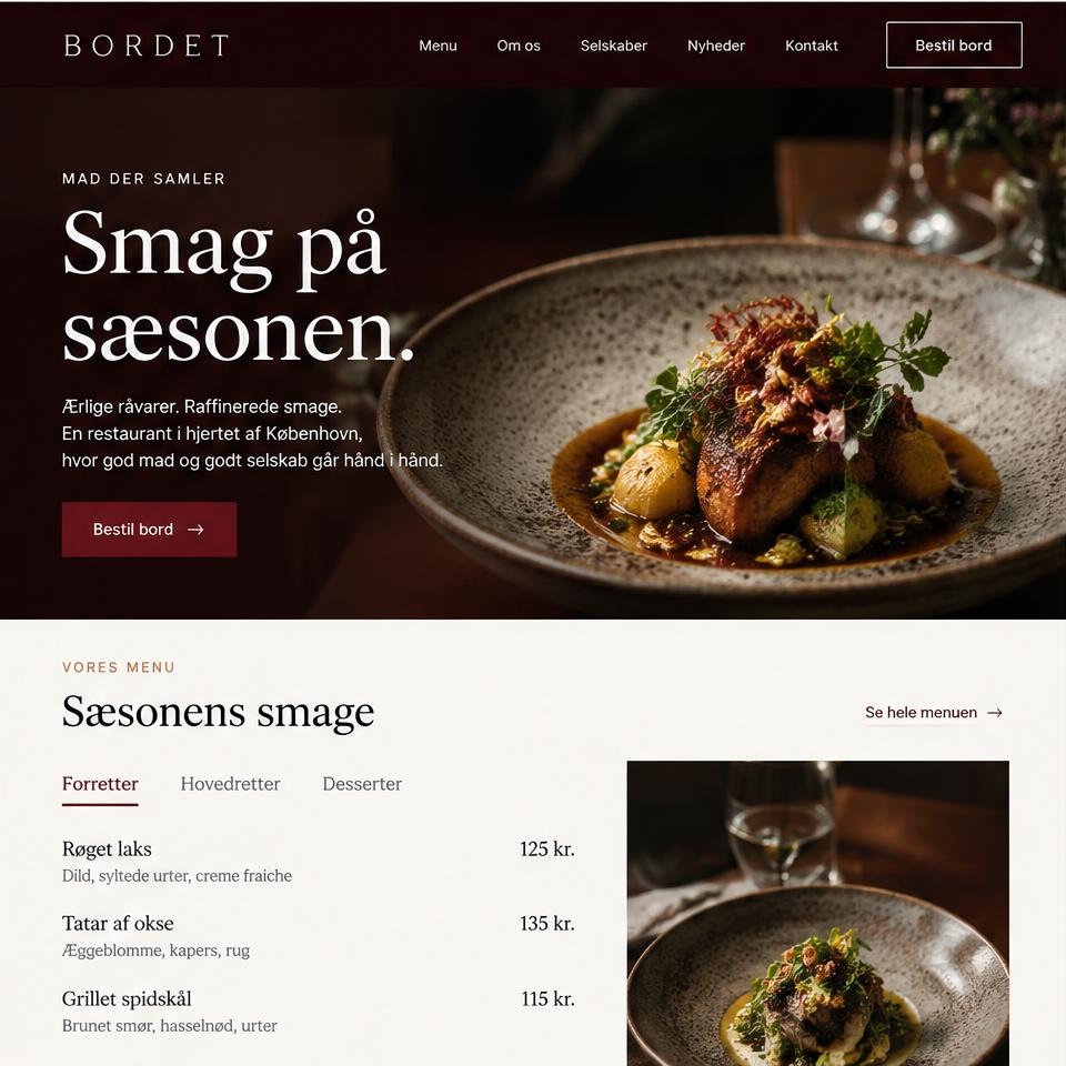 Hjemmesidedesign: Restaurant – hjemmesidedesign