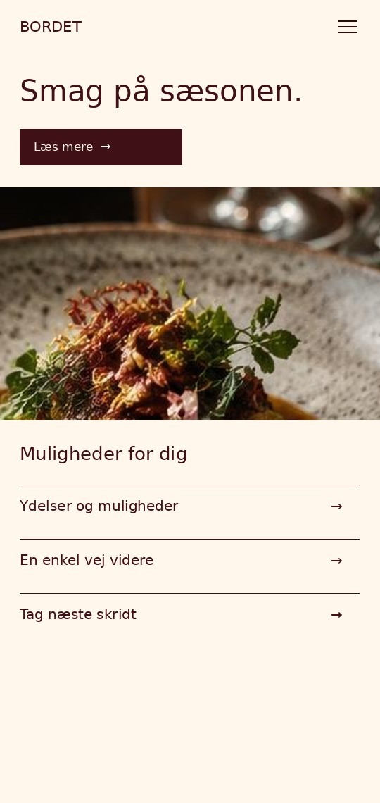 Eksempel på mobilvisning for en restaurant