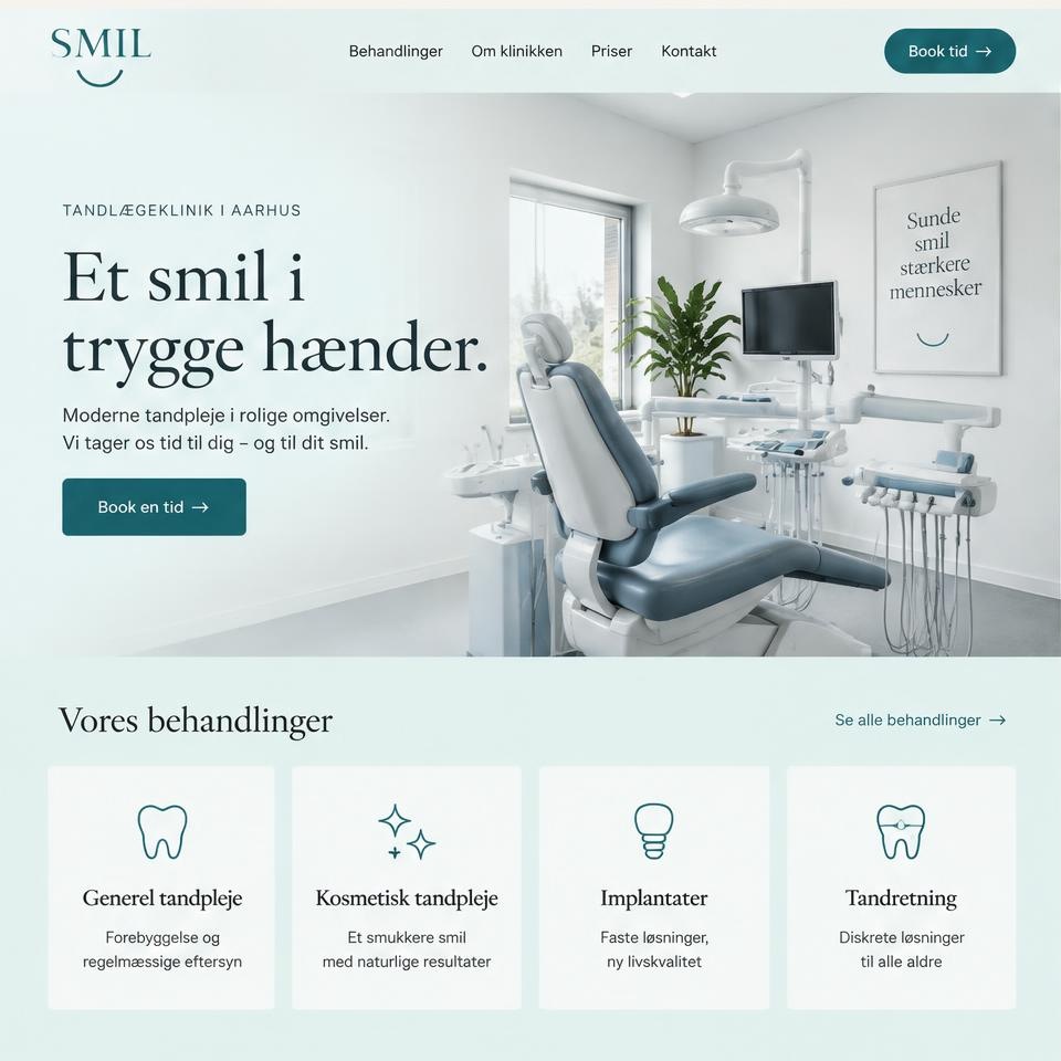 Hjemmesidedesign: Tandlæge – hjemmesidedesign
