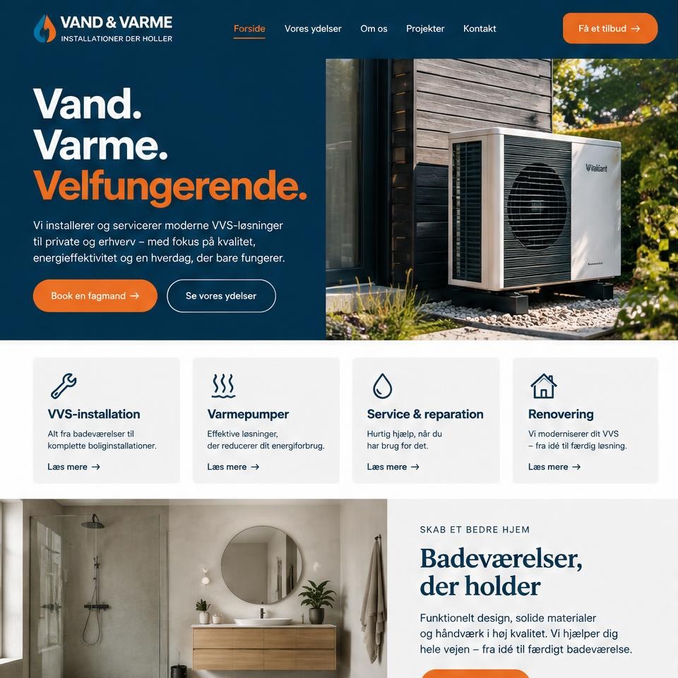 Hjemmesidedesign: VVS – hjemmesidedesign