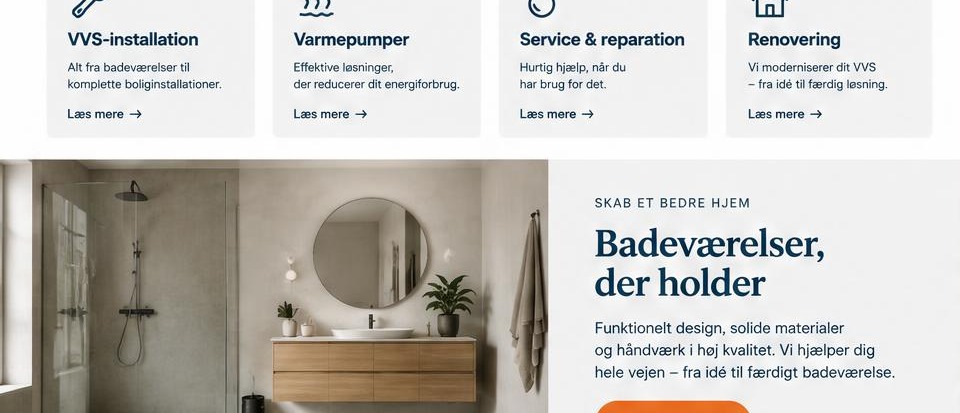 Ydelses- og indholdssektioner i vvs-konceptet