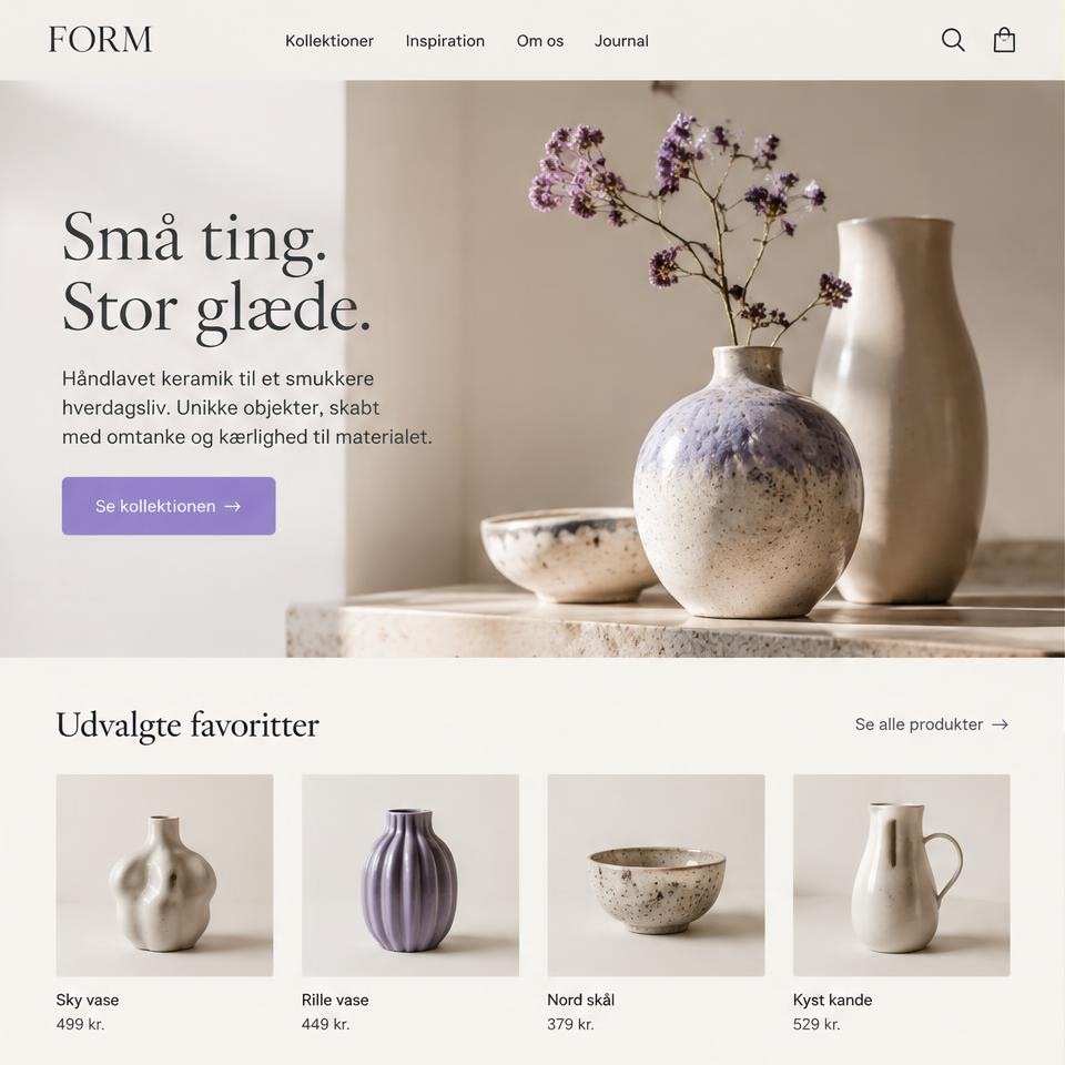 Eksempel på webshopdesign